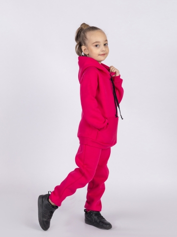 296-Ф. Свитшот с капюшоном + Штаны, хлопок 65%, 35% ПЭ, 3-х нитка (начес) фуксия 146,152,158
